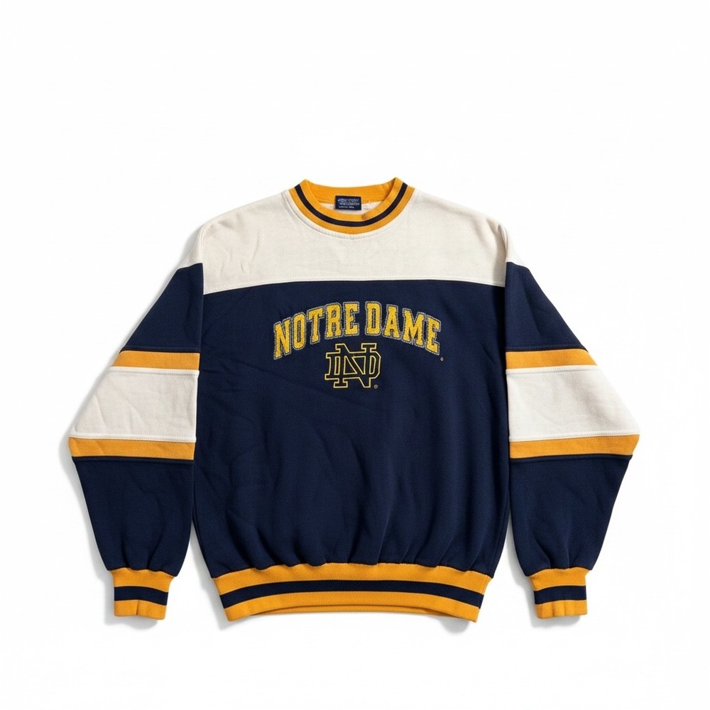 Veg 80s 90s Notre Dame Fighting Irish Sweatshirt Savvy Trau Loevner Navy Gold